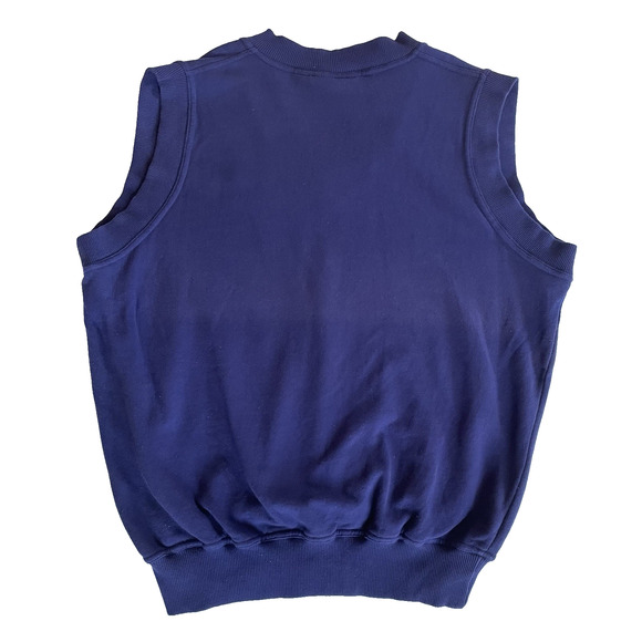 Vtg Golf Sweater Vest Navy Blue Embroidered Golfer Retro Grandpa Cotton 90s L - Picture 2 of 7